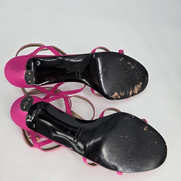 Yves Saint Laurent pink strappy sandles skinny heels size 10 - Picture 6 of 7